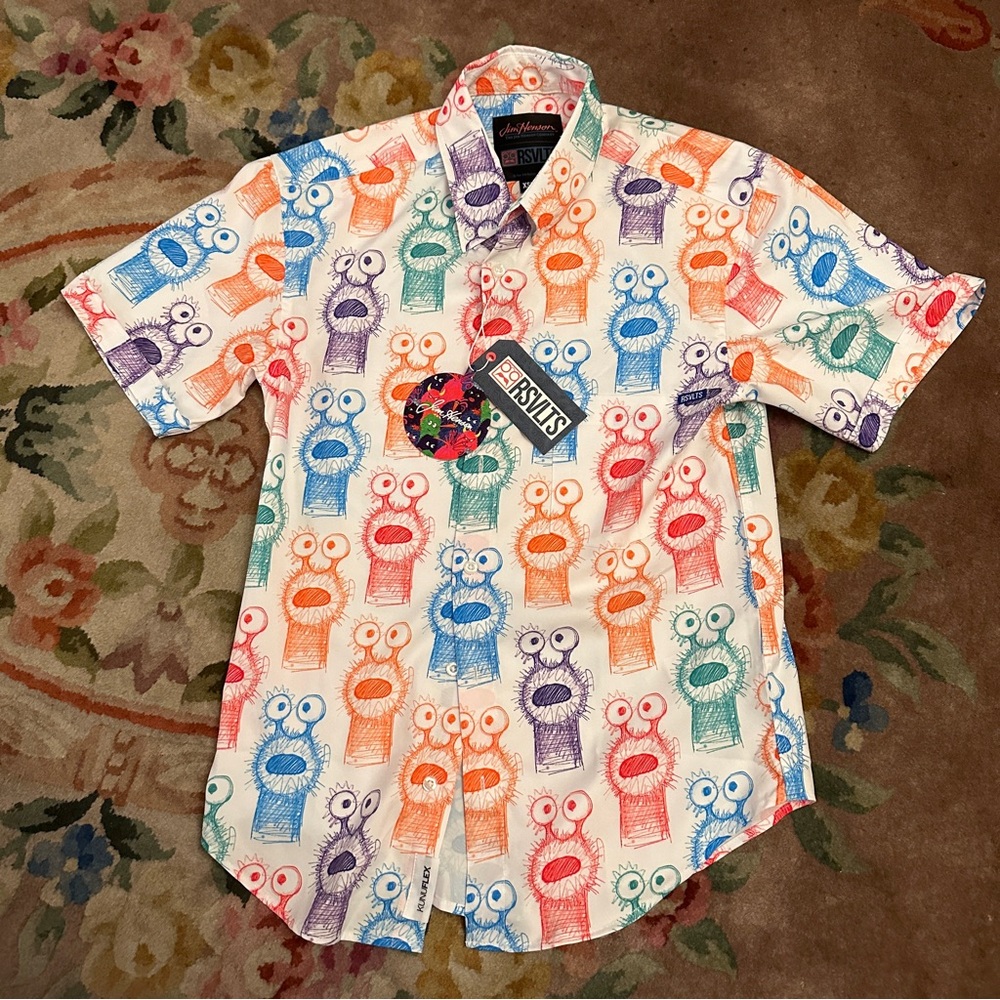 NWT XS Men’s RSVLTS Henson Sketches “What the Fuzz” shirt